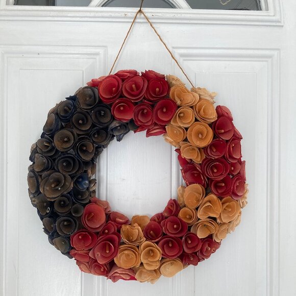 Fall Colorful Paper Wreath 16" - Picture 1 of 4